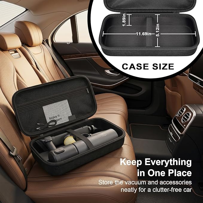 ANKHOH Hard EVA Case for HOTO for Voice-Tank 4-in-1 Car Vacuum Air Duster, Protective Storage Organizer for Auto Detailing & Office Keyboard Cleaning Kit, Fits Mini Vac & Accessories - Black