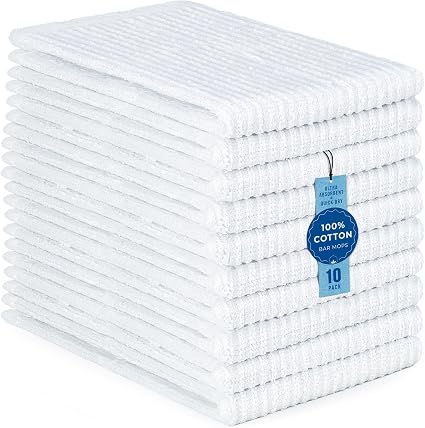 DecorRack 10 Pack 100% Cotton Bar Mops, 16 x 19 in, Ultra Absorbent