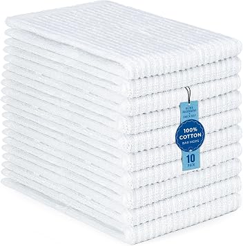 DecorRack 10 Pack 100% Cotton Bar Mops, 16 x 19 in, Ultra Absorbent