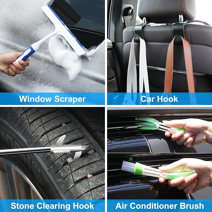 40Pcs Car Wash Detailing Kit Cleaning Kits with Foam Gun Sprayer Vacuum with Long Cord Drill Brush Large Wash Mitt Towels Complete Interior Exterior Car Washing Supply Set Black