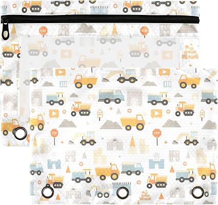 Monster Truck White Binder Pouches 3 Ring for Boys Girls School Office College Supplies Roadster Racing Cars Pencil Pouc