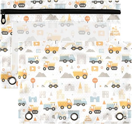 Monster Truck White Binder Pouches 3 Ring for Boys Girls School Office College Supplies Roadster Racing Cars Pencil Pouc