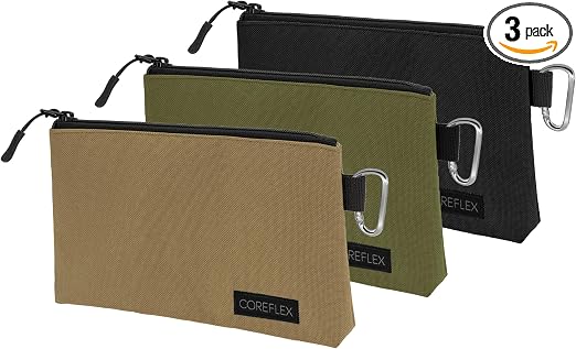 COREFLEX Premium Tool Pouch Zipper Bag, Small Tool Bag, Multipurpose Storage pouch, Heavy duty Flat Bottom Tool bag with