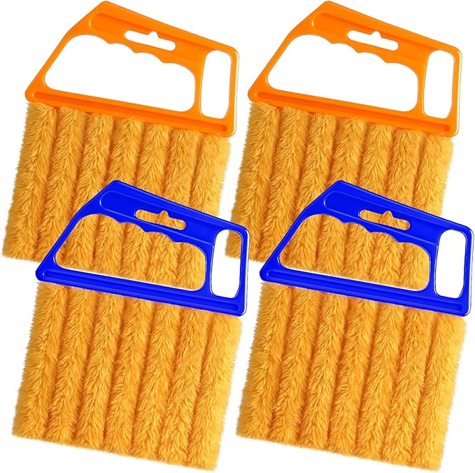 4 Pcs Blind Cleaner Duster Tool,Blind Dusters for Cleaning,7 Finger Dusting Cleaner Tool for Window & Air Conditioner,Window Blinds Cleaner Microfiber Washable