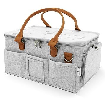 Baby Diaper Caddy With Lid, Diaper Caddy Organizer for New Mom Gifts, Newborn Essentials Must Haves, Registry for Baby, 