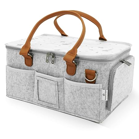 Baby Diaper Caddy With Lid, Diaper Caddy Organizer for New Mom Gifts, Newborn Essentials Must Haves, Registry for Baby, 