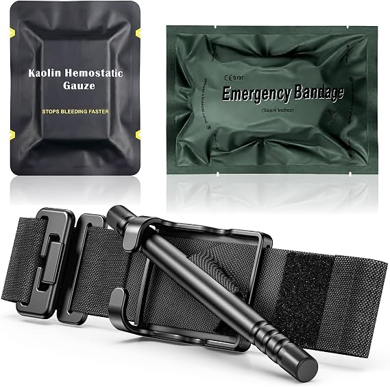 Tourniquet Kit, Bleeding Control Kit with Tourniquet, Israeli Bandage, and Hemostatic Gauze, Compact Tactical First Aid 
