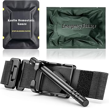 Tourniquet Kit, Bleeding Control Kit with Tourniquet, Israeli Bandage, and Hemostatic Gauze, Compact Tactical First Aid 