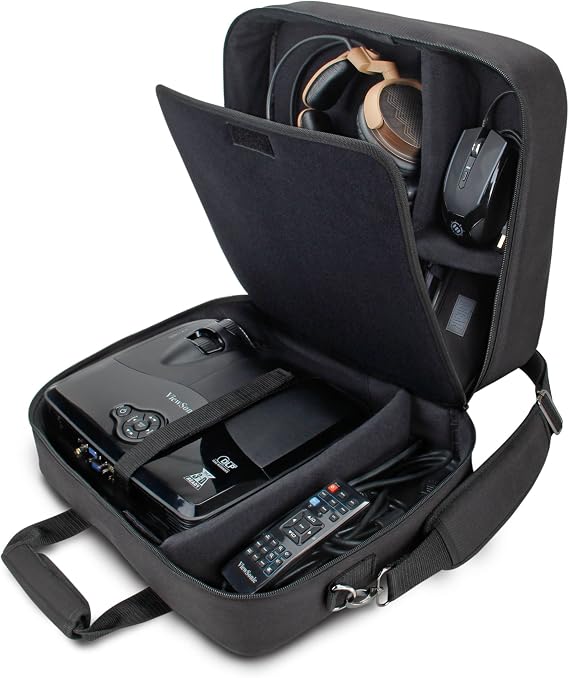 USA Gear Projector Carrying Case, Customizable Scratch Resistant Interior, HDMI Projector Bag Compatible with Epson, Ben