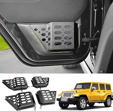 Metal Front & Rear Door Storage Box Pockets for 2007-2018 Jeep Wrangler JK JKU Sturdy Door Side Insert Molle Panels Orga