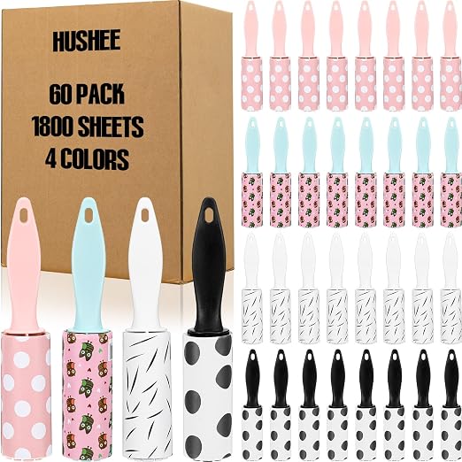 Hushee 60 Pcs Mini Lint Roller Bulk for Pet Hair and Clothes