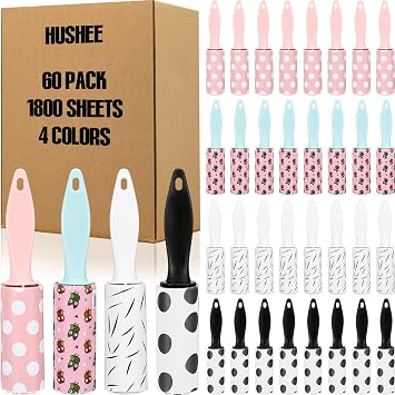 Hushee 60 Pcs Mini Lint Roller Bulk for Pet Hair and Clothes