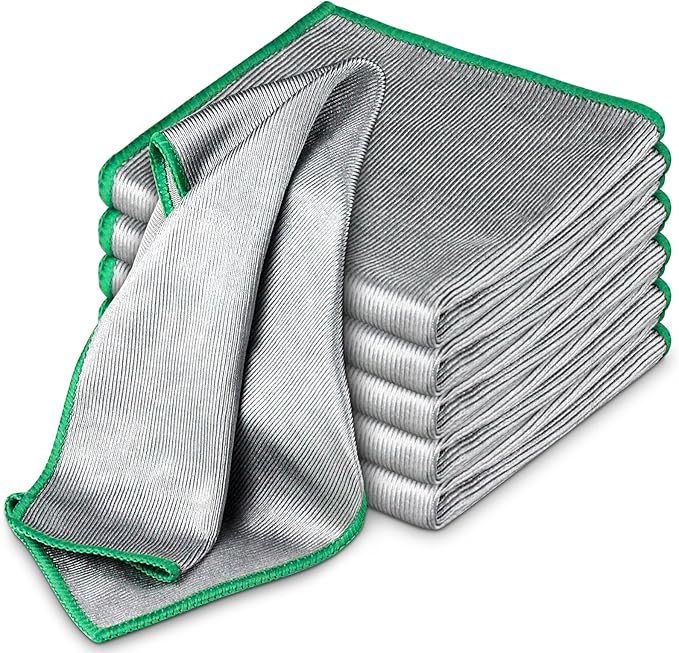 Airlab Glass Polishing Cloth Streak Free Miracle Cleaning Cloth Lint Free Microfiber Cleaning Rags for Glasses Kitchen Dish Mirrors Easy Clean, Pack of 6, 12" x 12"