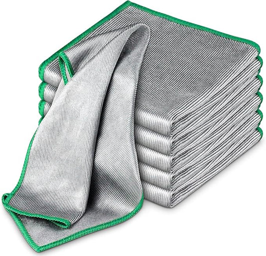Airlab Glass Polishing Cloth Streak Free Miracle Cleaning Cloth Lint Free Microfiber Cleaning Rags for Glasses Kitchen Dish Mirrors Easy Clean, Pack of 6, 12" x 12"