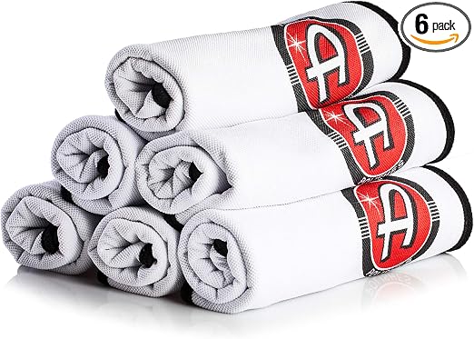 Adam's Polishes Mini Plush Drying Towel (Pack of 6) - Microfiber Cleaning Cloth for Car Detailing, Drying, & Car Wash | 