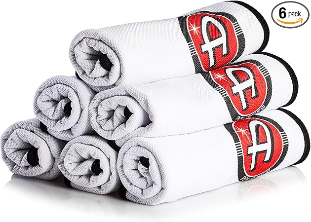 Adam's Polishes Mini Plush Drying Towel (Pack of 6) - Microfiber Cleaning Cloth for Car Detailing, Drying, & Car Wash | 