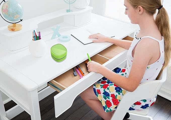 ODISTAR Desktop Vacuum Cleaner,Mini Table dust Sweeper Energy Saving with auto Power-Off Function,High Endurance up to 400 mins,Cordless&360º Rotatable for Keyboard/Home/Office (Green AA Battery)