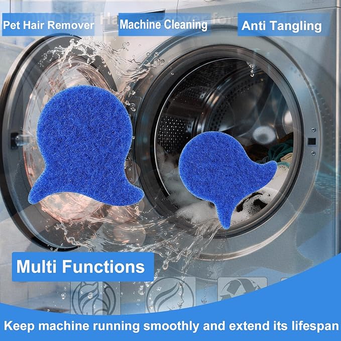 Pet Hair Remover for Laundry, 6PCS Reusable Dog & Cat Hair Remover Tool - Removes Pet Fur, Hair, Lint, Dander from Clothes &Washing Machine. (Blue, Fish Tail)