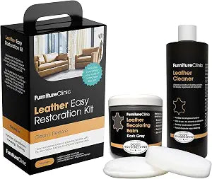Furniture Clinic Leather Easy Restoration Kit | with Leather Recoloring Balm, Cleaner, Sponge, and Cloth | Leather Repai