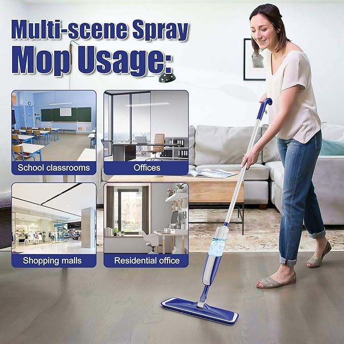 Spray Mops for Hardwood Floor Cleaning: MEXERRIS Wet Dust Mops with 4 Reusable Pads for Swiffer Powermop & 2 Refillable Bottles - Wood Floor Mop Home Commercial Mops for Tile Wood Laminate Vinyl