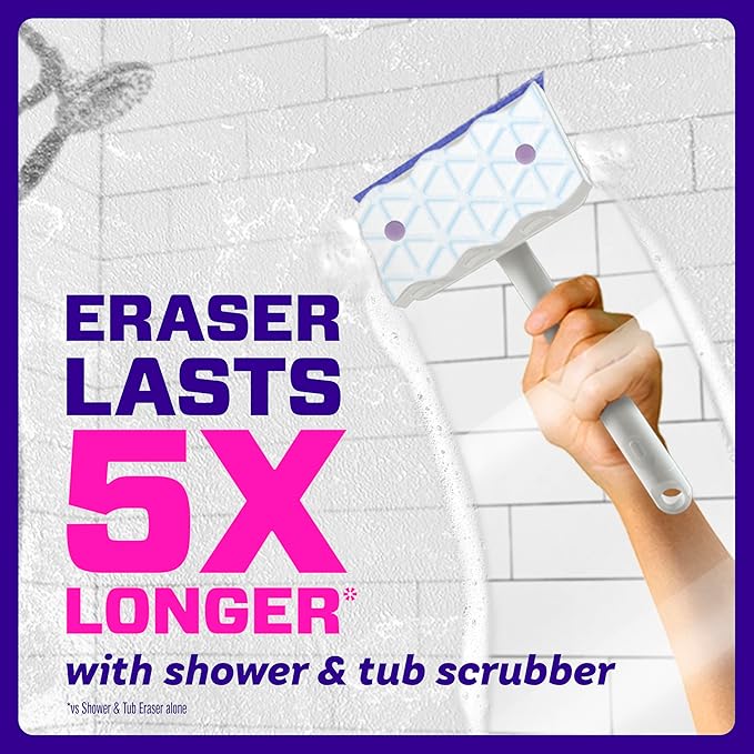Mr. Clean Magic Eraser Sponge, Bathroom, Shower, Tub Cleaner, Soap Scum Remover, Bathroom Cleaning Supplies, Dawn Cleaning Power with Lavender Scent, Shower & Tub, 6ct