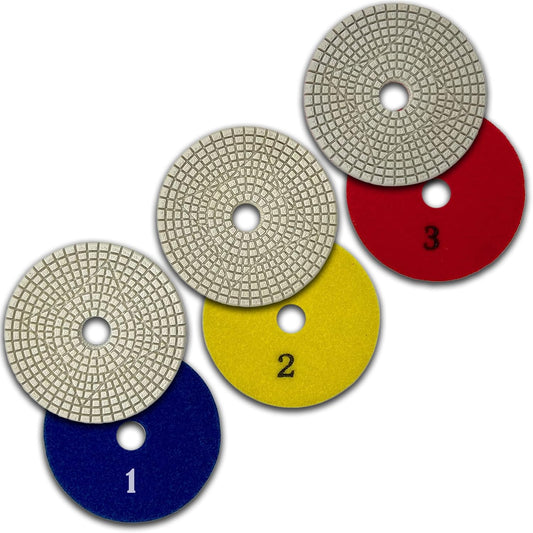 4" Stone 3-Step Diamond Polishing Pads, 3 Pads Pack