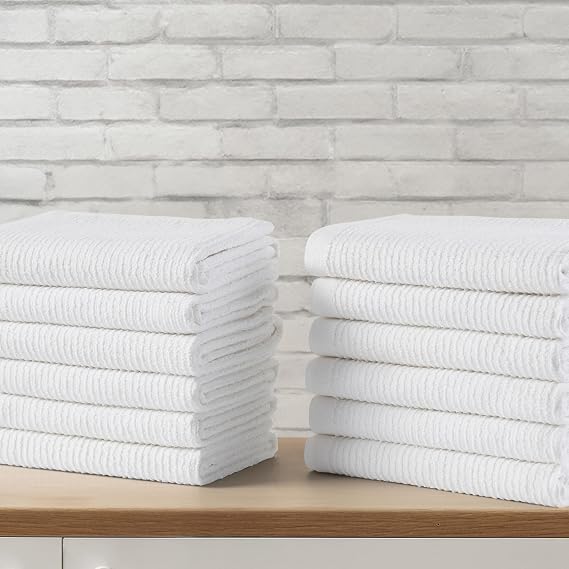 Clorox Ribbed Bar Mops - 100% Cotton Quick Dry Extra Large Dishcloths - Absorbent Multipurpose Cleaning Cloths for Resta