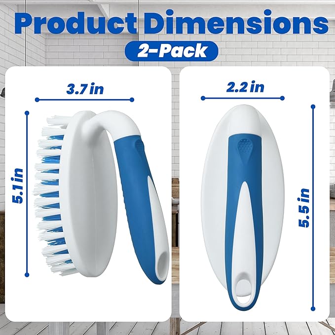 Scrub Brush, 2 Pack Household Cleaning Brushes with Stiff Bristles, Scrubbing Brush for Carpet, Shower, Bathtub, Kitchen, Pool Tile, Bathroom Scrubber