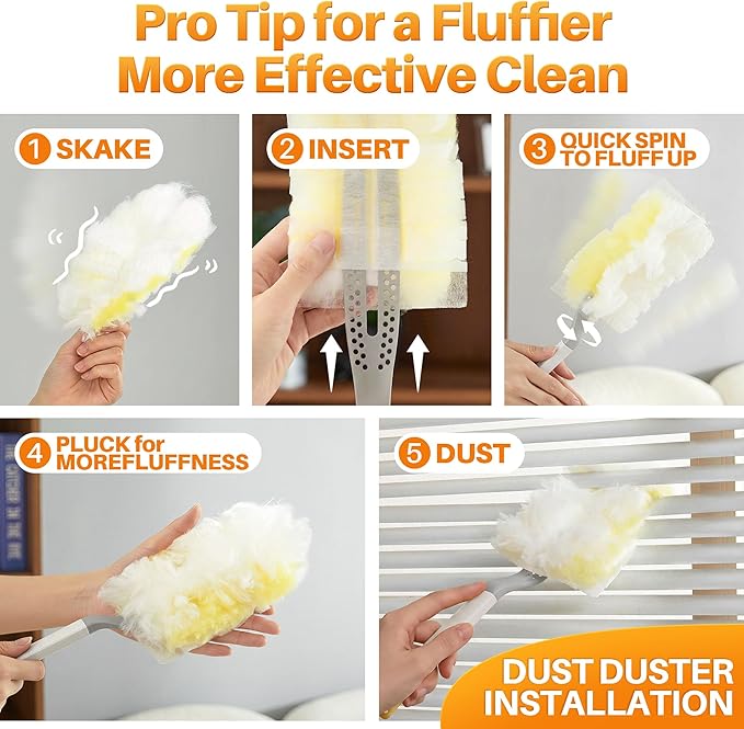 JOYMOOP Disposable Dusters for Cleaning, Heavy Duty Refills, Multi-Surface Dusting Brush for Pet Hair and Home Cleaning - Yellow
