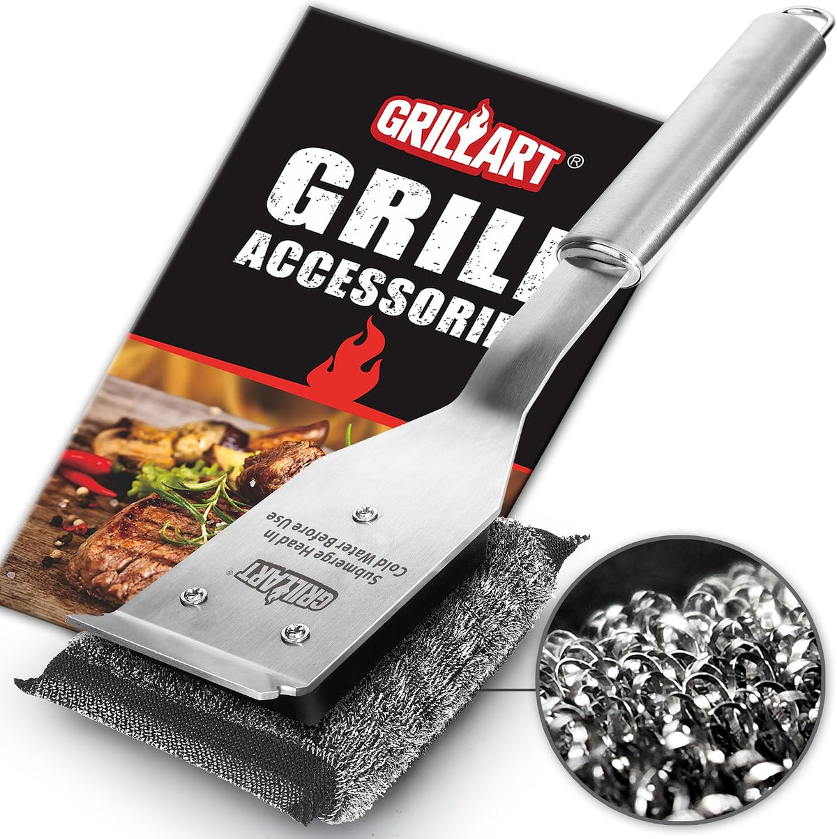 SteamWizards Grill Brush, Bristle Free & Outdoor BBQ Scrub Scraper
