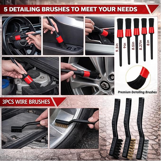 63PCS Car Wash Cleaning Kit,Car Wash Brush with Long Handle,Car Detailing Kit with Foam Gun,Car Cleaning Supplies,Handheld Vacuum, Car Detailing Kit (62PCS)