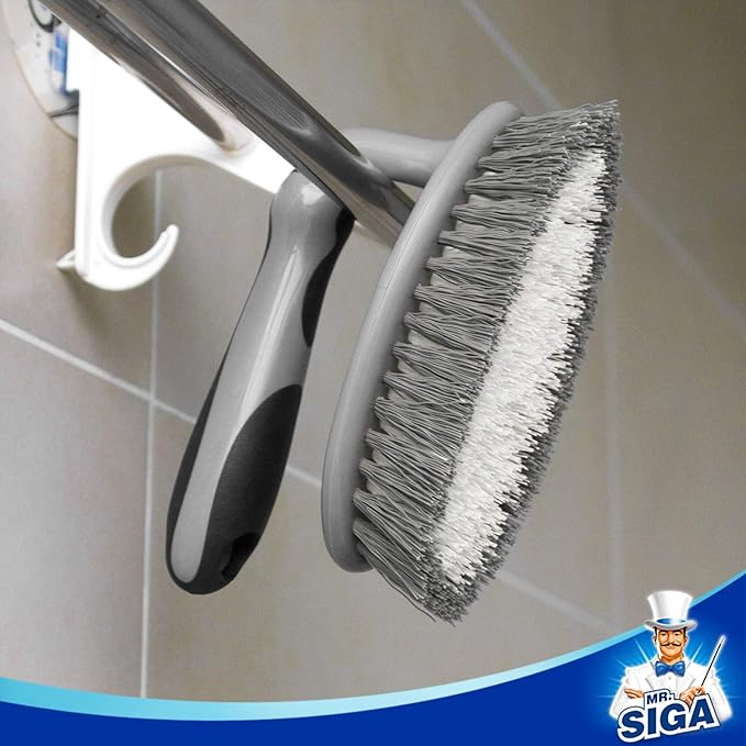 MR.SIGA Heavy Duty Scrub Brush with Comfortable Grip, Cleaning Brush for Bathroom, Shower, Sink, Floor, 2-Pack