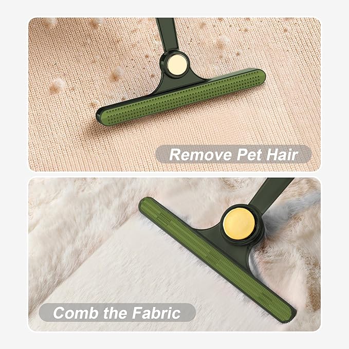 MAVRIZ Carpet Rake for Pet Hair Removal with Dual Copper Blades, 57" Long Handle Pet Hair Remover for Carpet, Cat Dog Hair Remover Carpet Scraper