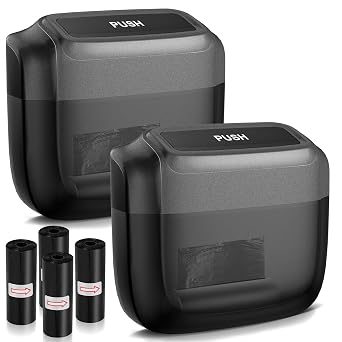 2 Pack Car Trash Can with Lid, Built-in Storage Garbage Bag, Black