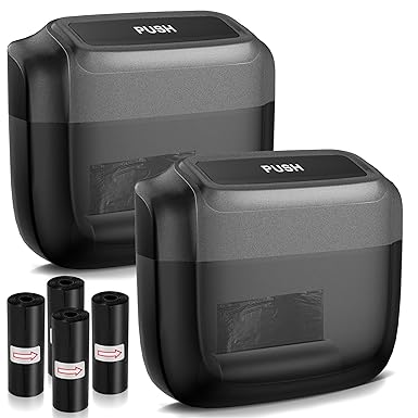 2 Pack Car Trash Can with Lid, Built-in Storage Garbage Bag, Black