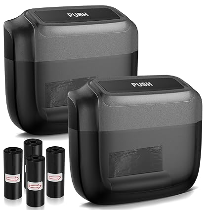 2 Pack Car Trash Can with Lid, Built-in Storage Garbage Bag, Black