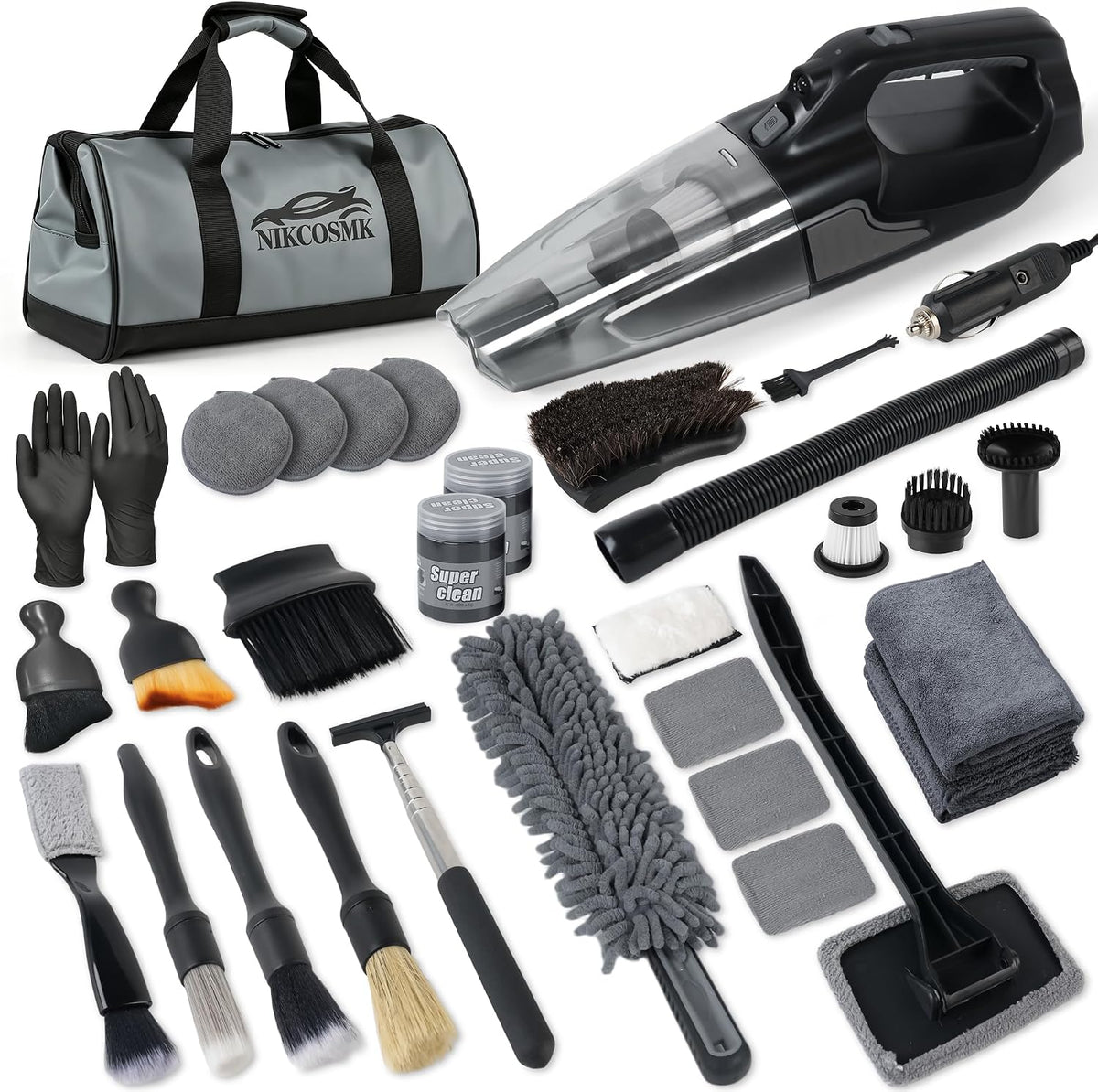 45Pcs Car Cleaning Kit, Car Interior Detailing Kit, 8000Pa Corded Handheld Car Vacuum, Car Detailing Brushes, Car Duster, Windshield Cleaner Tool, Car Cleaning Supplies, Car Accessories, Gifts for Men