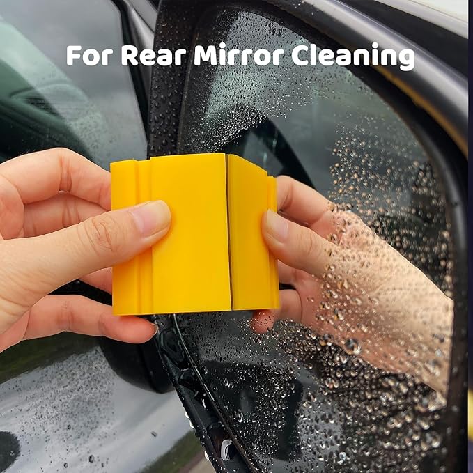 2-Piece DIY Mini Squeegee Set - Soft Silicone Window Tint Squeegee for Glass, Mirror, Shower - (pink4.7in x 1.9in, yellow2.4in x 1.9in)