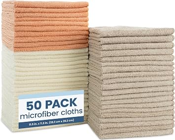 S&T INC. Microfiber Cleaning Cloth, 50 Pack, 11.5" x 11.5", Assorted Colors