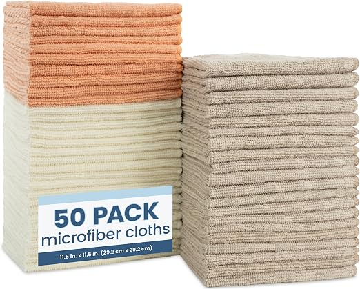 S&T INC. Microfiber Cleaning Cloth, 50 Pack, 11.5" x 11.5", Assorted Colors