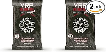 Chemical Guys PMWTVD10750 VRP Shine and Protectant Wipes Mega 100 Pack, For Vinyl, Rubber and Plastic Non-Greasy Dry-to-
