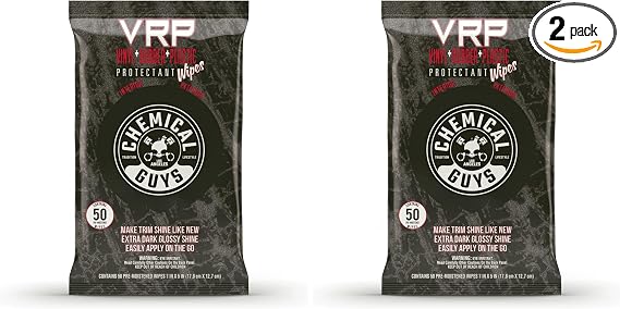 Chemical Guys PMWTVD10750 VRP Shine and Protectant Wipes Mega 100 Pack, For Vinyl, Rubber and Plastic Non-Greasy Dry-to-