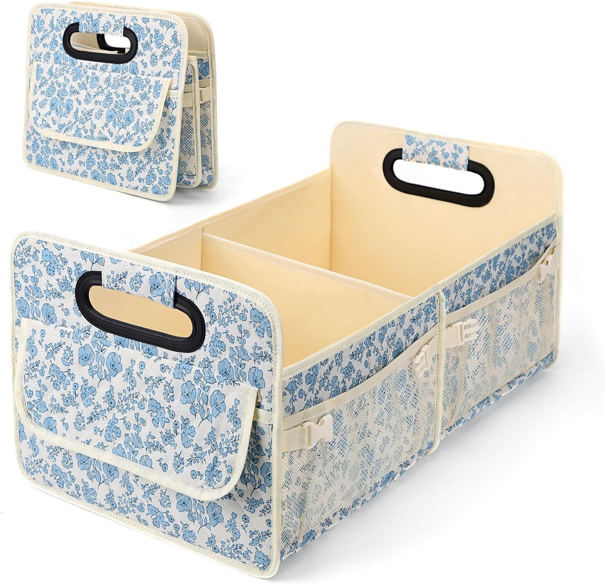 Quilted Floral Car Trunk Organizer for Women SUV Storage Bin