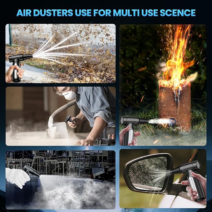 Mershgaya Electric Compressed Air Duster - 30,0000 RPM Rechargeable Cordless Turbo Blower, Portable Air Blower Gun for Cars, PC, Keyboard, Home & Outdoor Dust Cleaning (Replaces Compressed Air Cans)