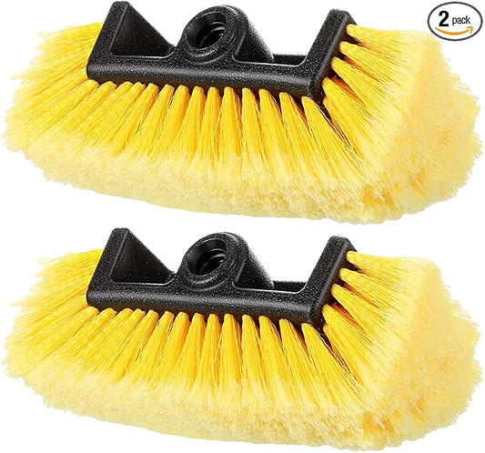 Tanlade 2 Pcs Car Wash Brush Head with Soft Detailing Bristle Flow Through Car Cleaning Brush Exterior Wash Equipment for Auto Truck RV Boat Camper(10 Inch,Yellow)