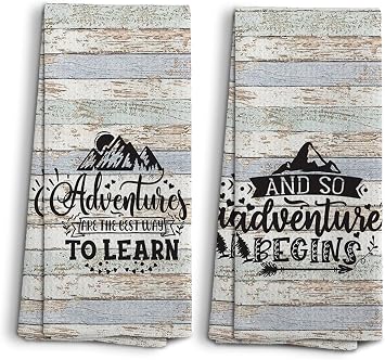 Camping Dish Towels, Camping Gifts, Adventure Time Kitchen Towels, Camping Decorations Hand Towels, Retirement Gift for 