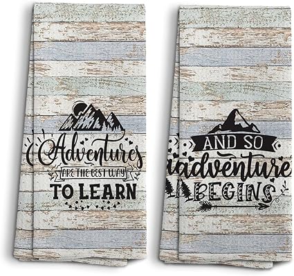 Camping Dish Towels, Camping Gifts, Adventure Time Kitchen Towels, Camping Decorations Hand Towels, Retirement Gift for 
