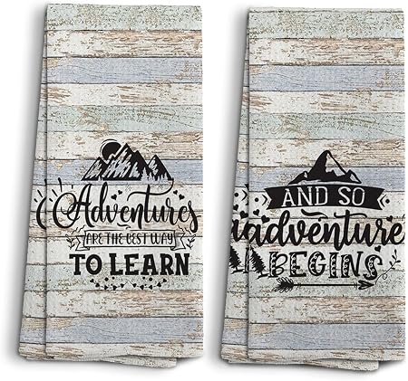 Camping Dish Towels, Camping Gifts, Adventure Time Kitchen Towels, Camping Decorations Hand Towels, Retirement Gift for 