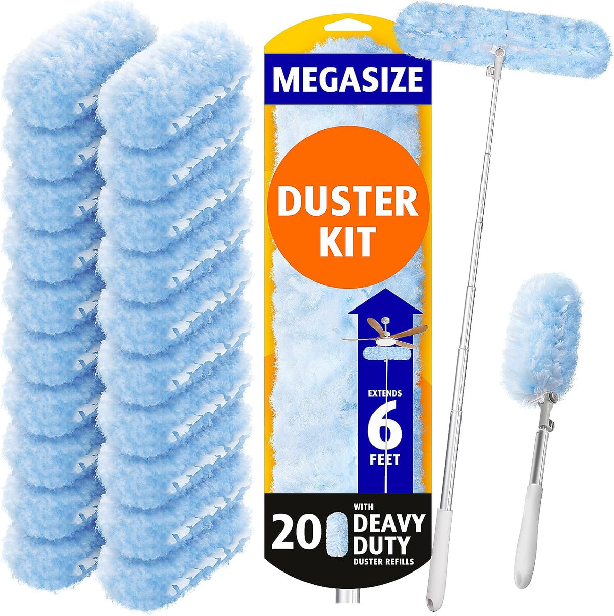 6ft Extendable Duster with 20 Refills for Swiffer Dusters