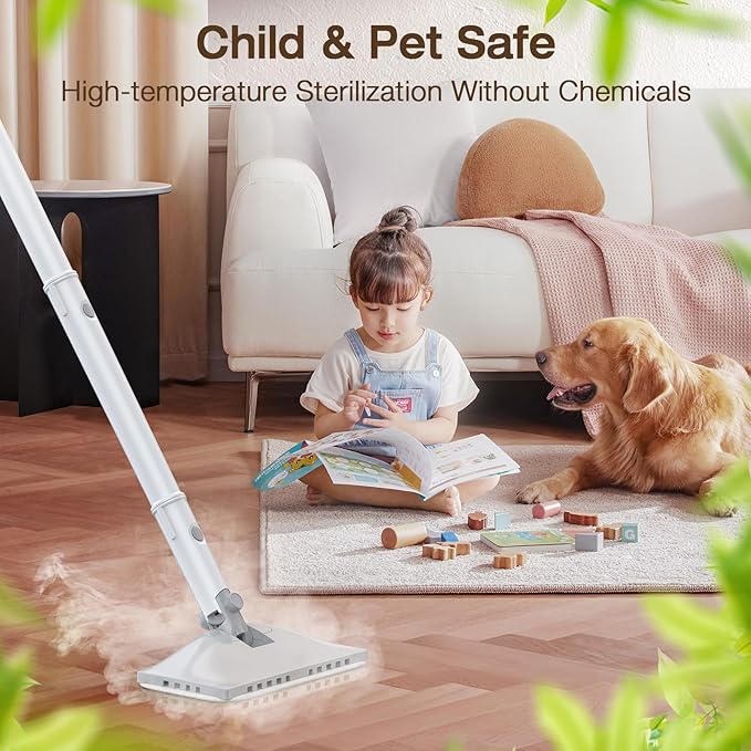 10-in-1 Steam Mop with Detachable Handheld Steamer, Quick 10s Heat-up for Steam Cleaner, 350ml Tank and 2-Level Control for Cleaning Floor, Carpet, Window, BBQ Grill, Tile, Stove, Clothing and Grout